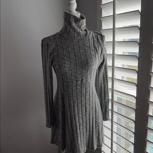 Sequin Hearts medium Gray Striped Knit Sweater dress